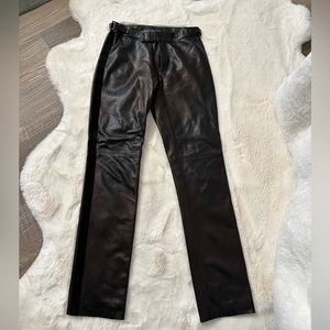 Ralph Lauren espresso brown (almost black)  leather pants with suede trim